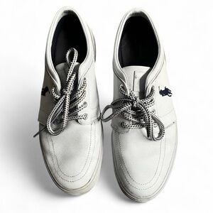 Vintage Men's Polo Leather Sneakers White and Navy by Ralph Lauren